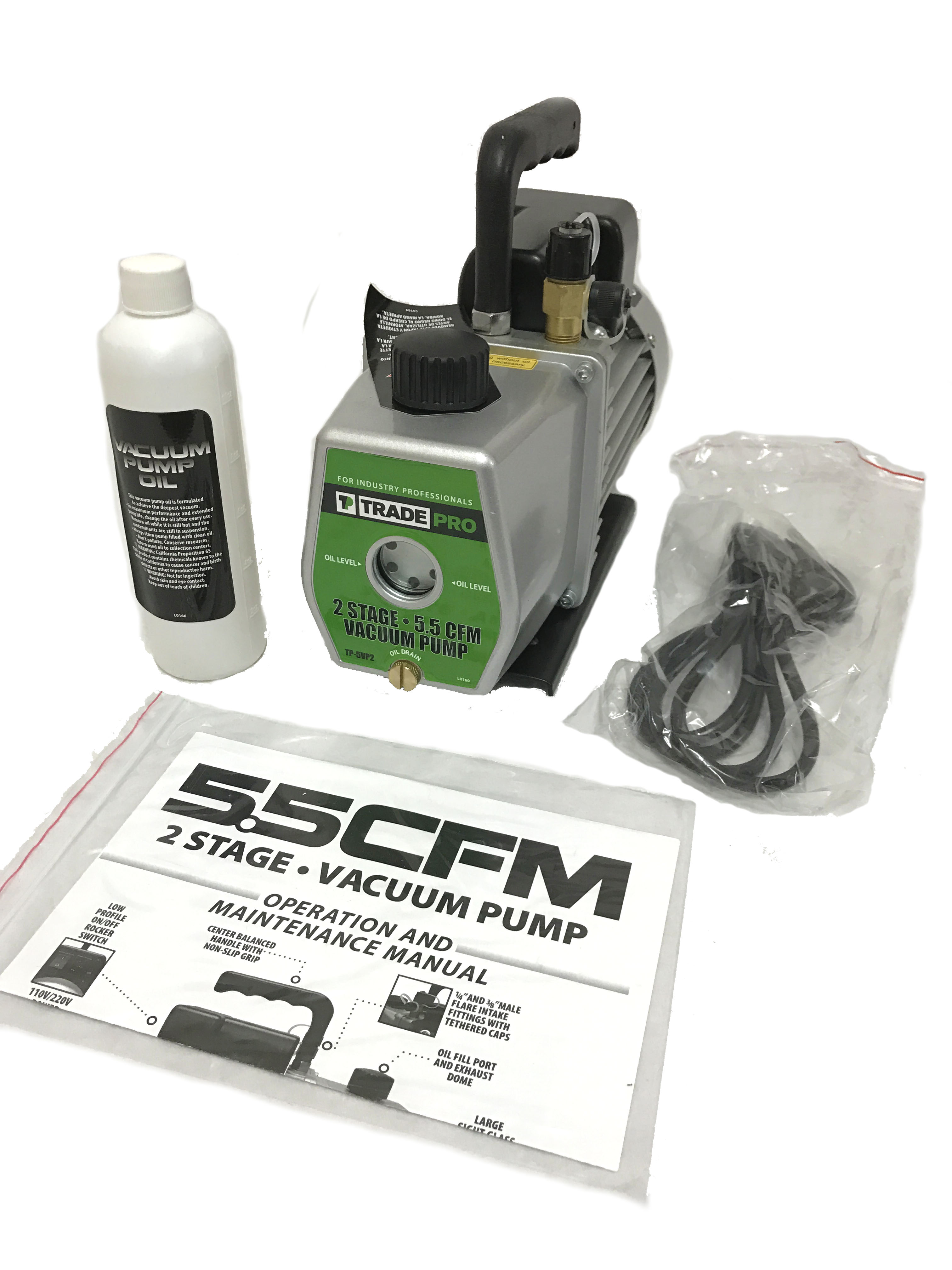 Uniweld 5.5 CFM Two Stage Vacuum Pump, 1/2HP, 110/220V, 15 micron